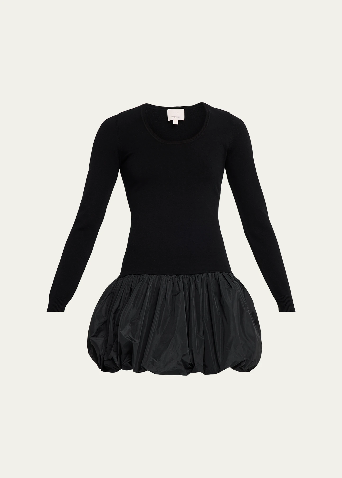 Cinq a Sept, Brisa Long-Sleeve Mixed-Media Bubble Dress