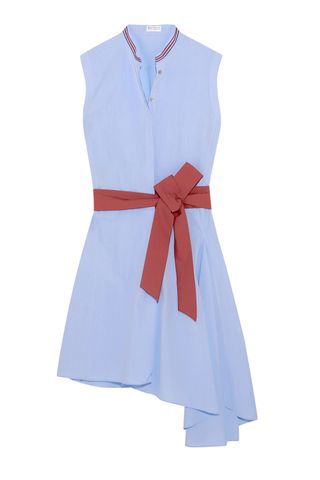 BRUNELLO CUCINELLI Asymmetric belted cotton-poplin dress