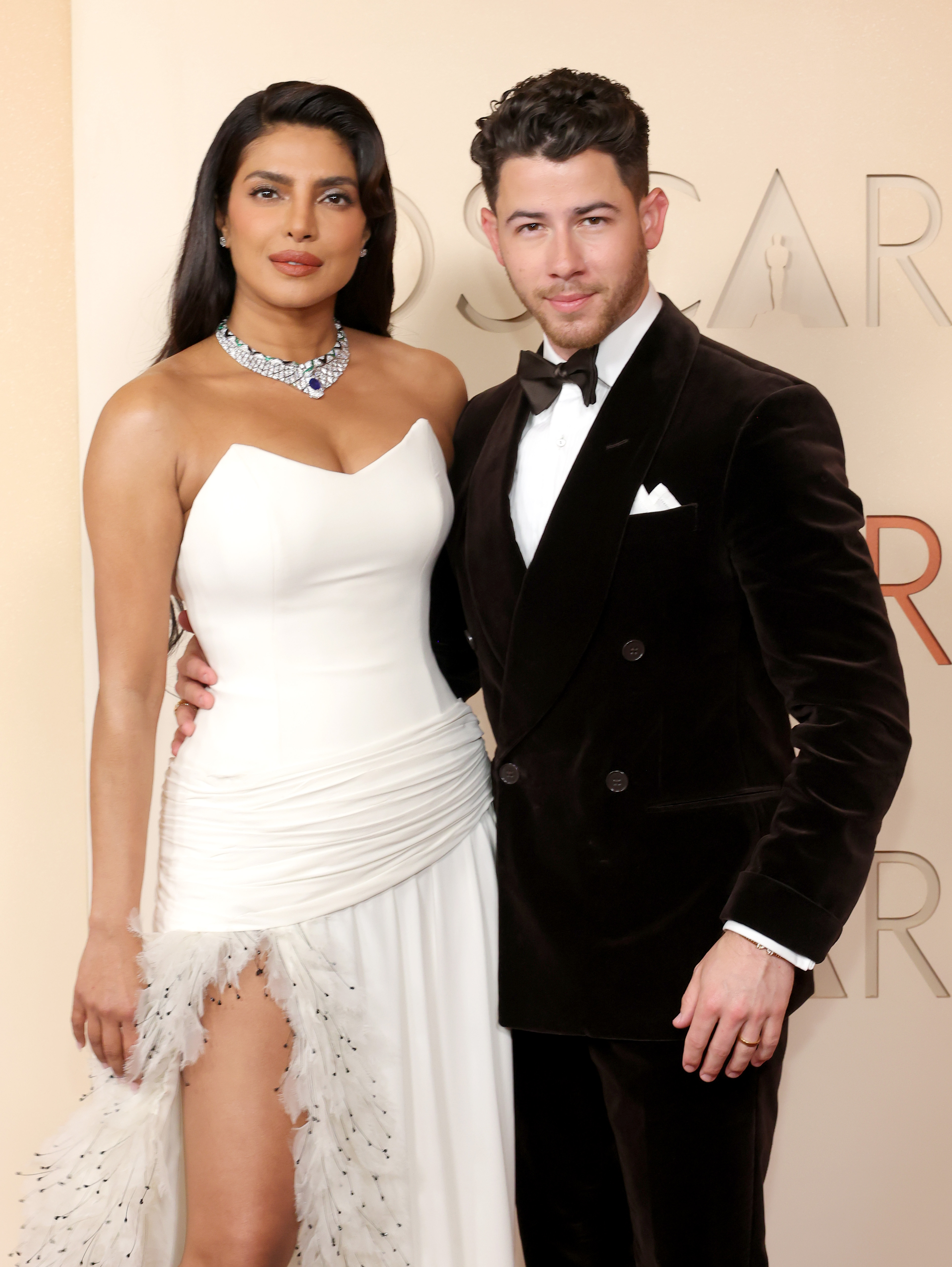 Priyanka Chopra Jonas and Nick Jonas attend the 98th Oscars at Dolby Theatre on March 15, 2026 in Hollywood, California. (Photo by Mike Coppola/Getty Images)