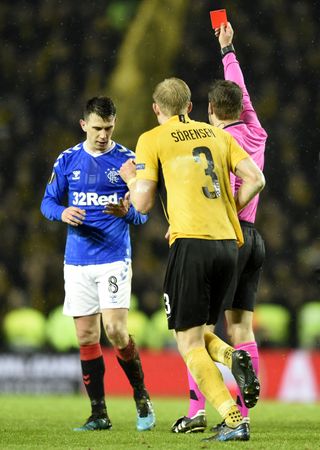 Ryan Jack was sent off at the death