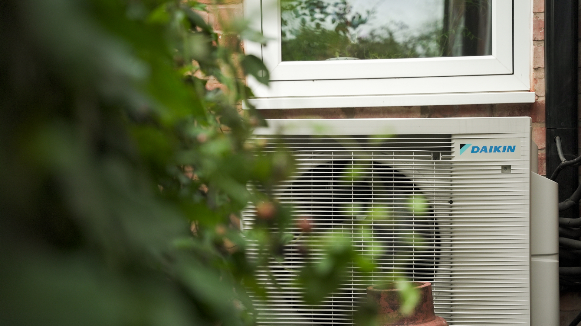 Heat pump in garden