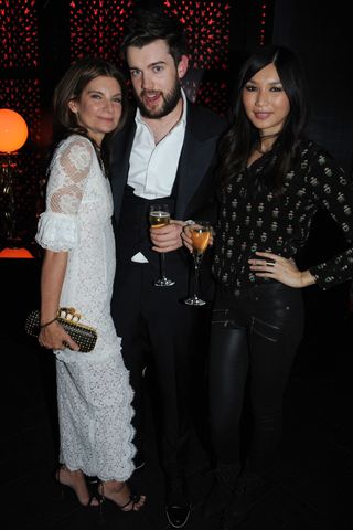 Natalie Massenet, Jack Whitehall And Gemma Chan At The Playboy 60th Anniversary Party