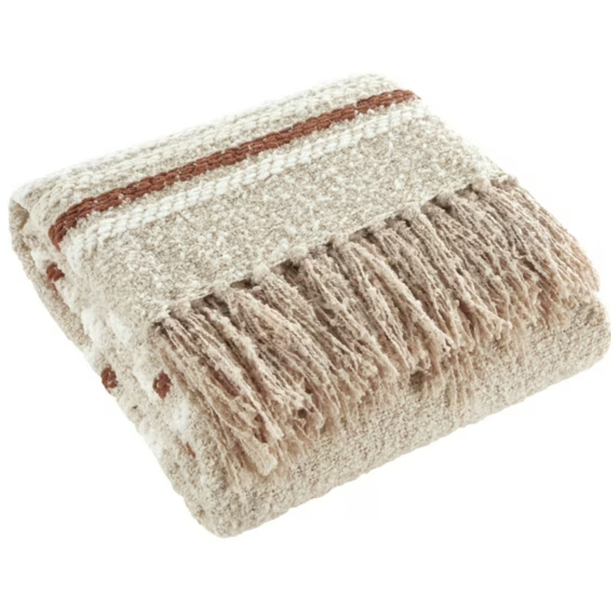 Beautiful 60&quot; x 50&quot; Cozy Striped Porcini Chenille Throw by Drew Barrymore