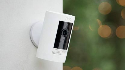 Ring security camera stuck on a wall