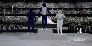 The pictogram performers at the Open Ceremony