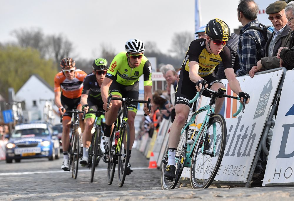 The breakaway in action at Nokere Koerse
