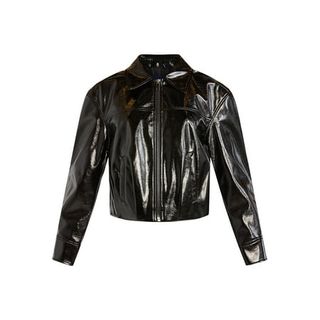 Scoop Women’s Crinkle Faux Patent Leather Cropped Bomber Jacket, Sizes Xs-Xxl