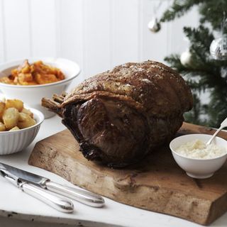 Roast Rib of Beef with Horseradish and Roasted Butternut Squash