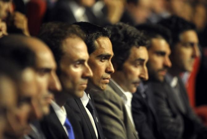 The Vuelta 2012's winner, Spanish cyclist Alberto Contador looks on during the Vuelta presentation