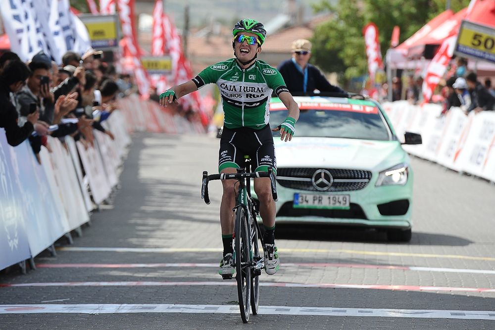 ilbao Lopez de Armentia Pello of Caja Rural-Seguros RGA Spain reacts after winning Stage 2 of the 2016 Tour of Turkey
