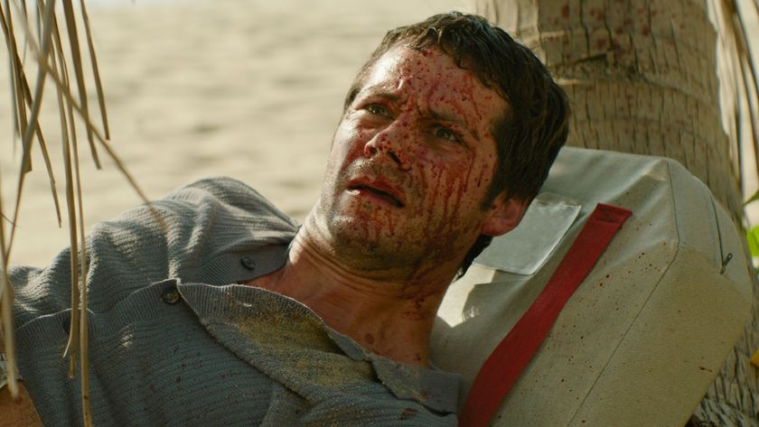 Bradley Preston (Dylan O'Brien) looks unnerved in Send Help.