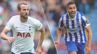 Harry Kane of Tottenham Hotspur and Neal Maupay of Brighton could both feature in the Tottenham Hotspur vs Brighton live stream