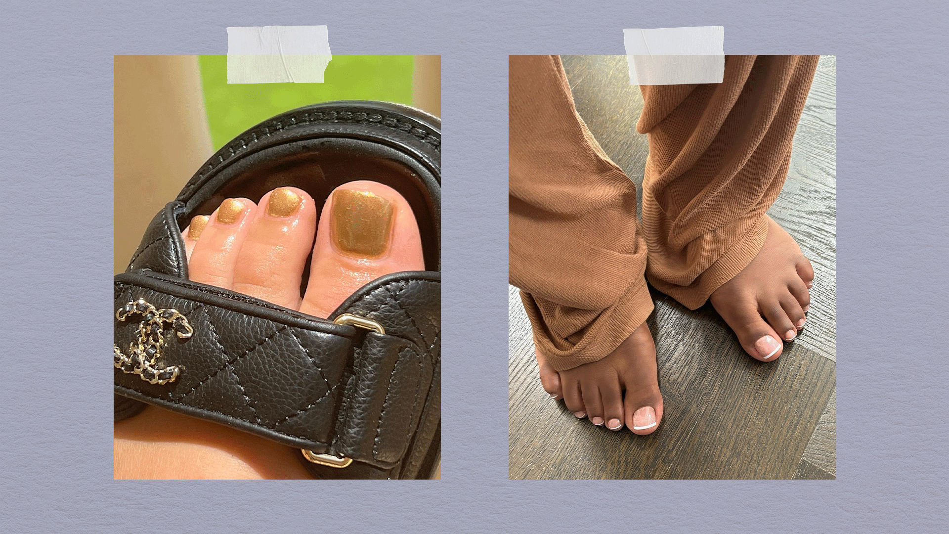 Photo collage of fall pedicure colors