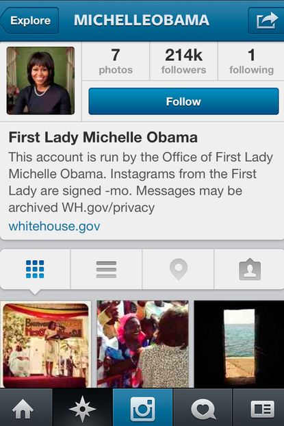 Michelle Obama's first Instagram pics