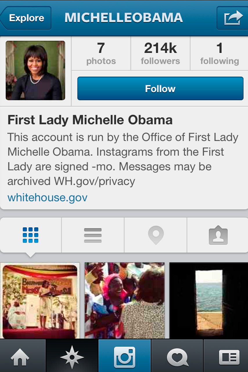 Michelle Obama&#039;s first Instagram pics