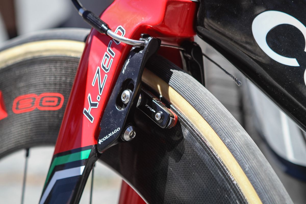 Colnago's K.Zero also features TRP TTV brakes, albeit with Colnago branding
