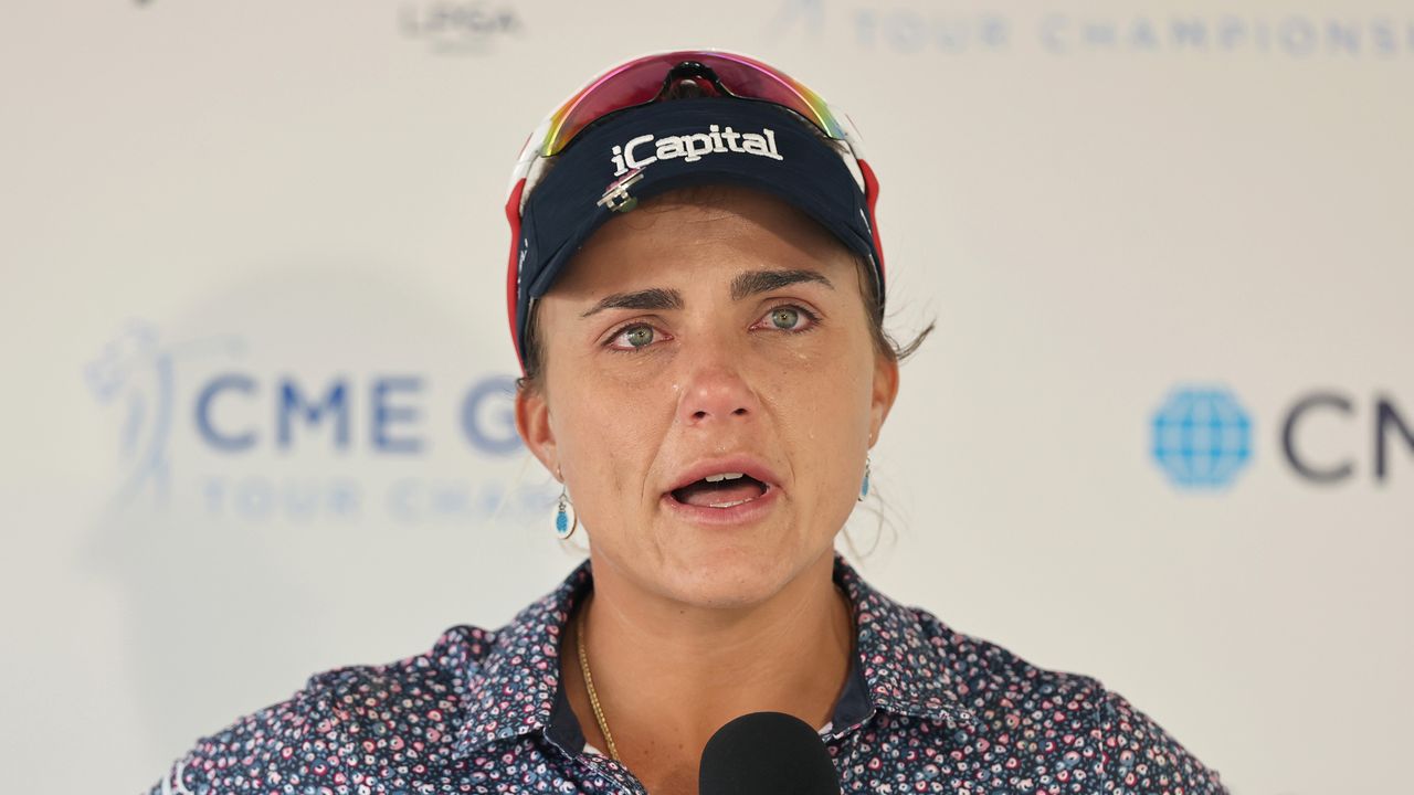 An emotional Lexi Thompson speaks after the 2024 CME Group Tour Championship at Tiburon Golf Club