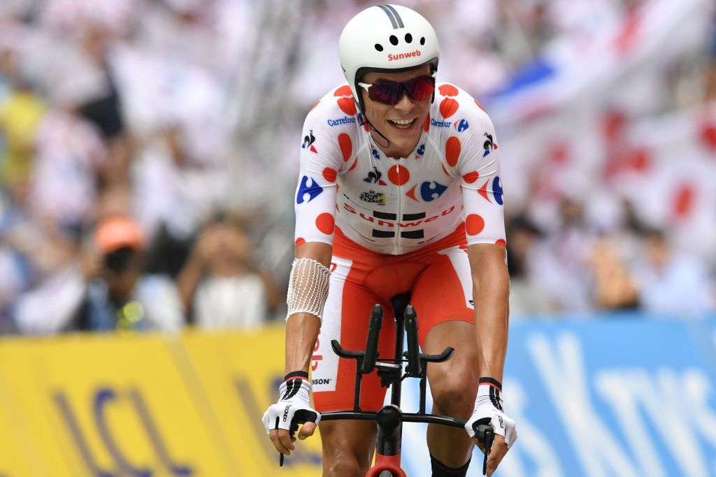 Warren Barguil in the polka dot jersey on stage 20 of the Tour de France