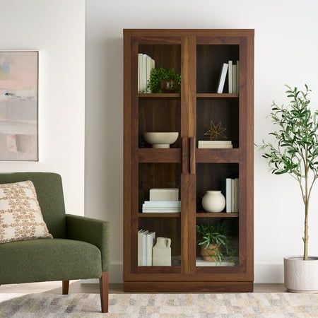 Ezra Glass Door Storage Accent Cabinet