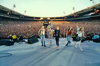 Leppard at the Freddie Mercury Tribute Concert at Wembley Stadium, April 20, 1992, where they played Animal, Let’s Get Rocked and Queen’s Now I’m Here