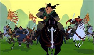 Mulan on horseback