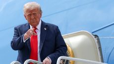 Donald Trump arrives for the memorial service of Charlie Kirk