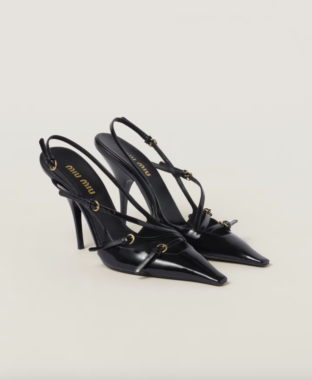 Patent Leather Slingbacks With Buckles