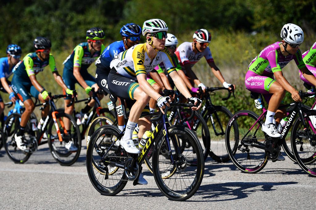 FOLLONICA ITALY SEPTEMBER 08 Cameron Meyer of Australia and Team MitcheltonScott during the 55th TirrenoAdriatico 2020 Stage 2 a 201km stage from Camaiore to Follonica TirrenAdriatico on September 08 2020 in Follonica Italy Photo by Justin SetterfieldGetty Images