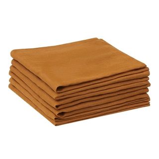 Unique Bargains 6 Pack Linen Napkins Great Napkins for Party Wedding Dinner Banquet Orange