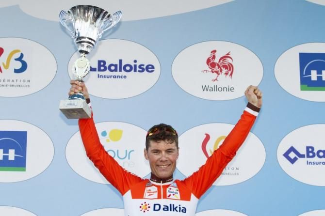 Le Samyn winner Maxime Vantomme (Roubaix Lille Metropole) atop the podium