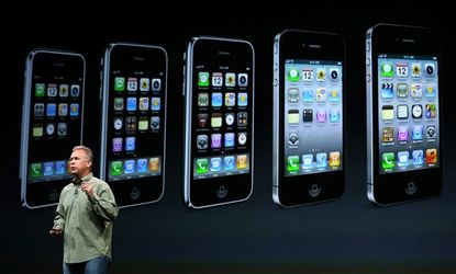 Apple's marketing chief Phil Schiller introduces the iPhone 5 in October 2012.