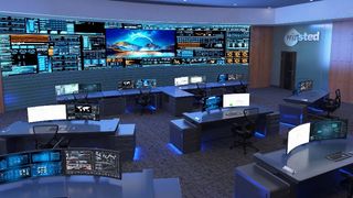 A control room with displays donned in Winsted furniture.