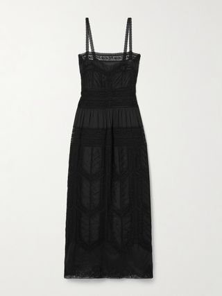 Halliday Tiered Paneled Lace and Cotton-Gauze Maxi Dress