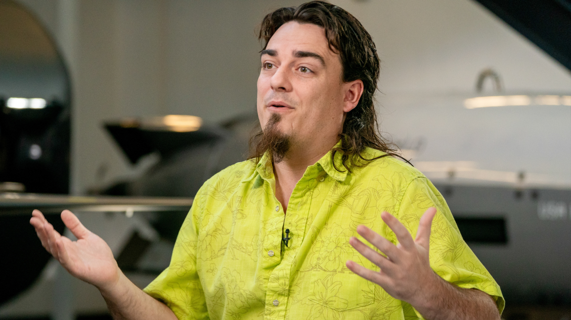 Palmer Luckey, founder of Anduril Industries, during a Bloomberg Tech interview at Anduril's headquarters in Costa Mesa, California, US, on Friday, Oct. 10, 2025. The supply chain for US defense manufacturing is too reliant on China, Anduril Industries Inc. founder Palmer Luckey said on Friday, shortly after new tariff threats by US President Donald Trump sent the markets skittering. 