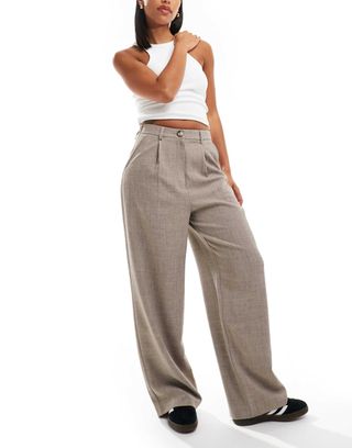 Miss Selfridge Tailored Wide Leg Dad Pants in Warm Gray