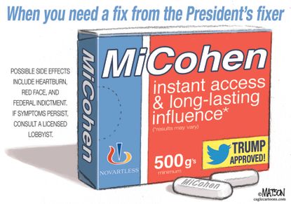 Political cartoon U.S. Michael Cohen fixer Trump prescription