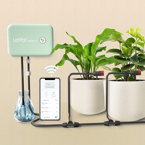 Letpot Automatic Watering System for Potted Plants, [wi-Fi &amp;amp; App Control] Drip Irrigation Kit System, Smart Plant Watering Devices for Indoor Outdoor, Water Shortage Remind, Ipx66, Green