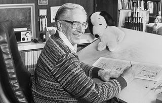 Charles M. Schulz in His Studio