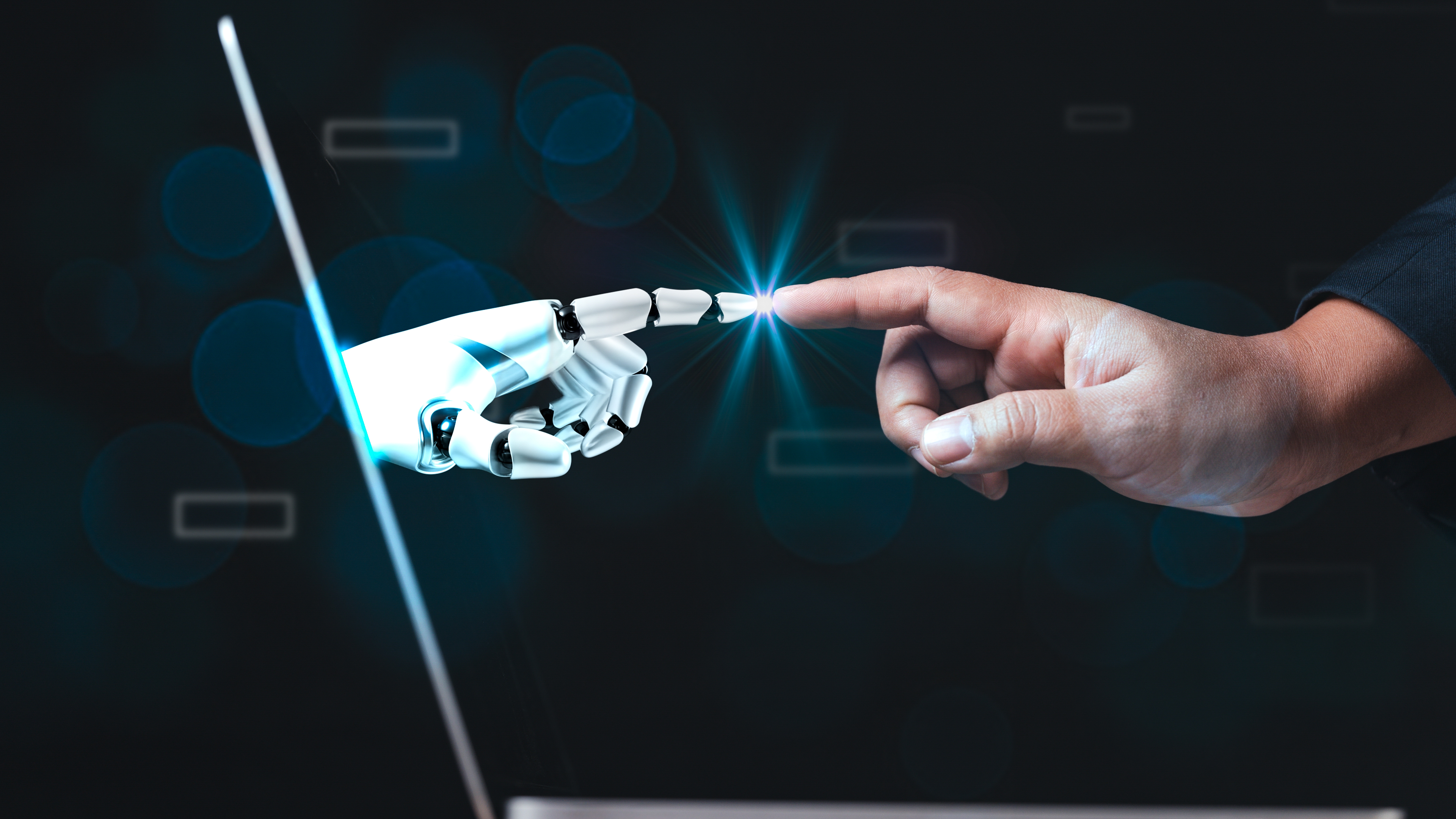 AI agent reaching out from computer