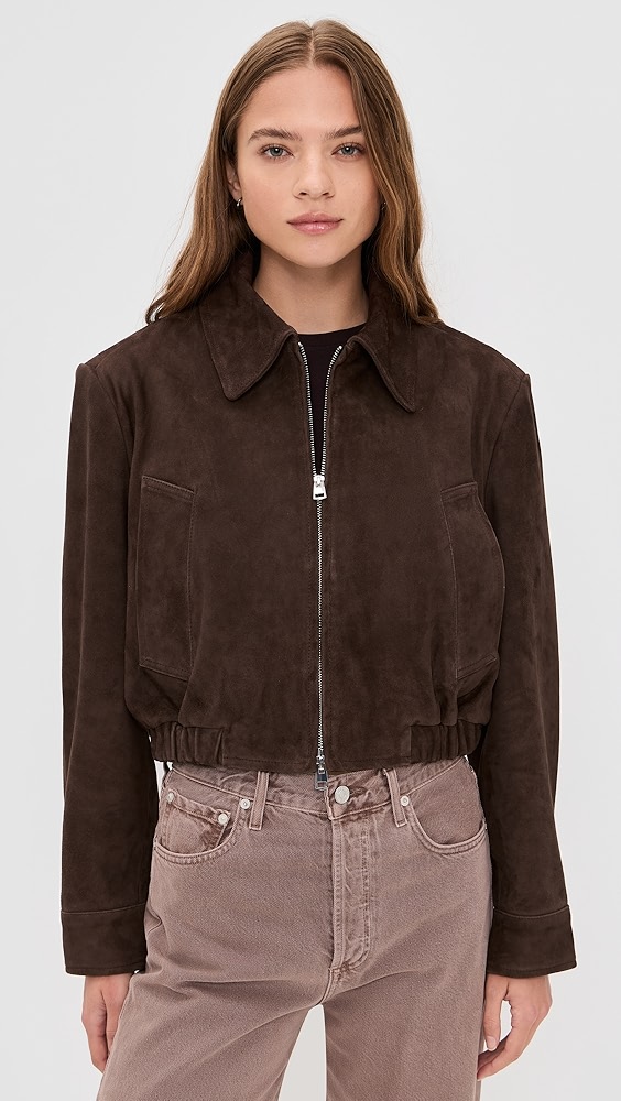 Agolde Nahla Cropped Suede Jacket