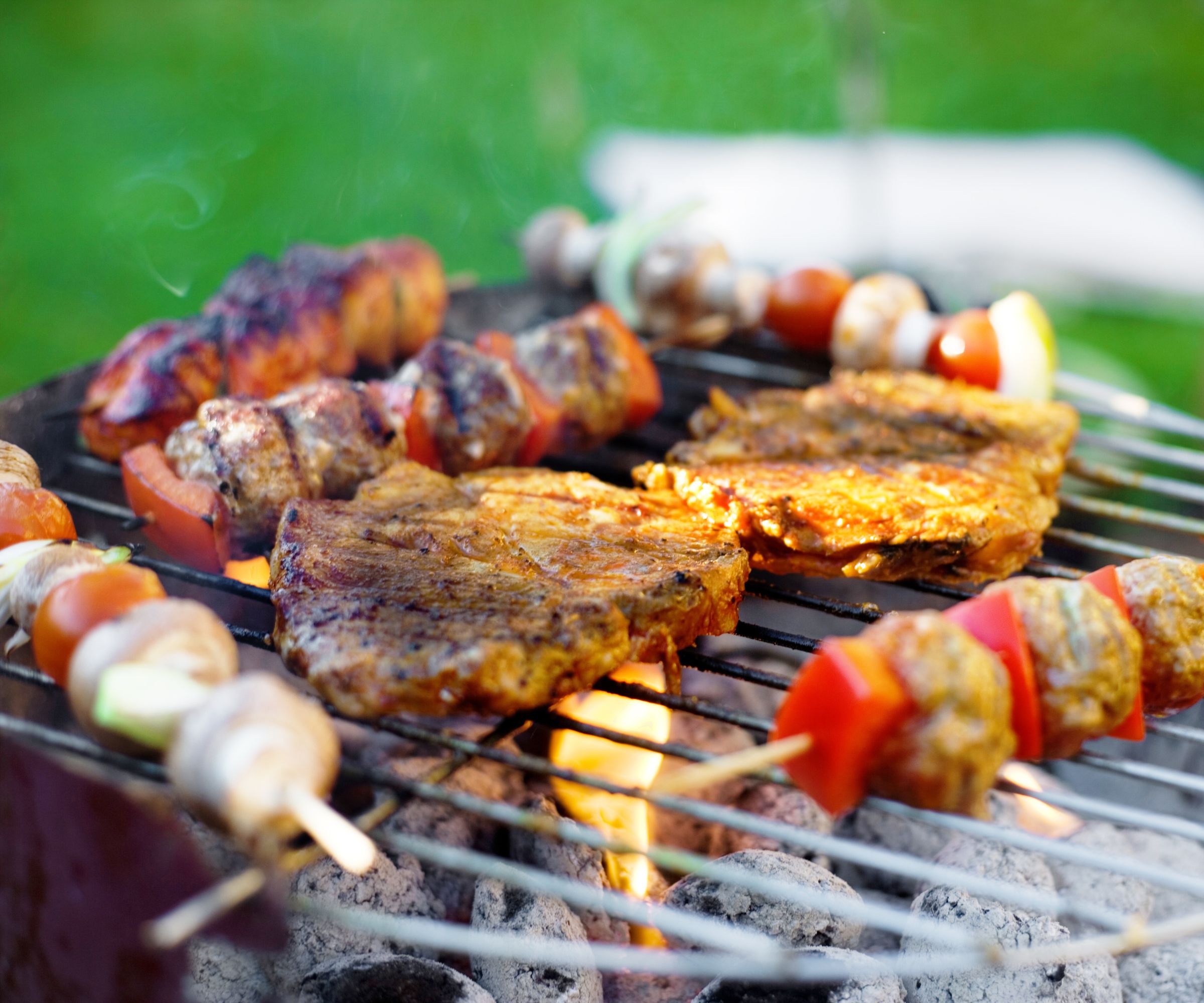 Grilling meat and kebabs on a charcoal