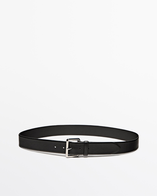 Massimo Dutti Leather Belt With Square Buckle