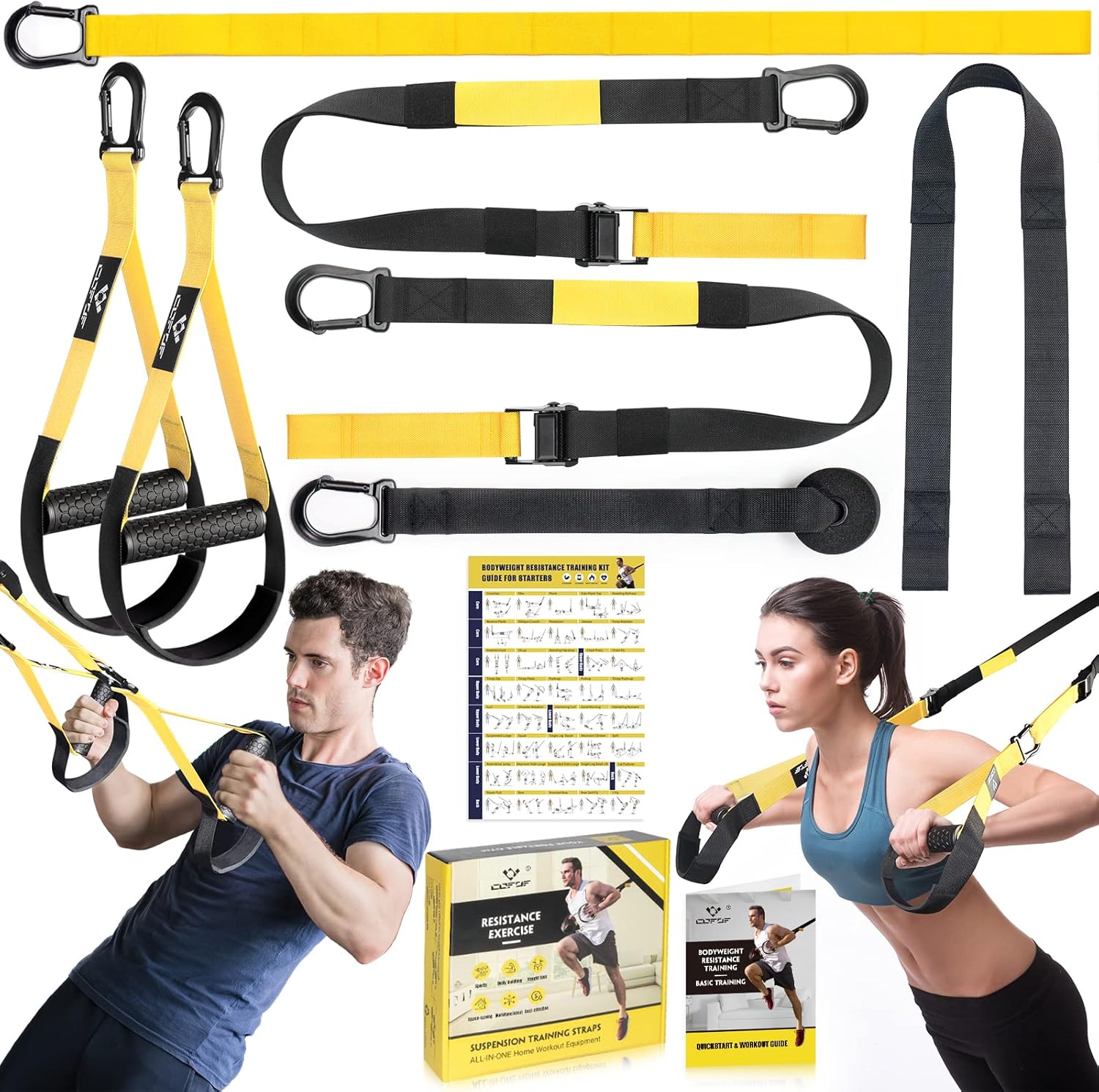 Suspension Trainer, Sling Trainer Set With Door Anchor for a Full Body Workout, Adjustable Sling Trainer for Home With Large Handle Door Anchor Attachment Carry Bag, Exercise Instructions for Homegym