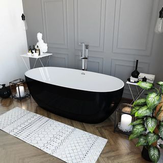 black double ended small freestanding bath