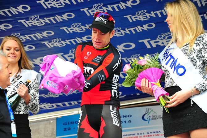 Cadel Evans (BMC) puts on the Giro del Trentino leader's jersey following Stage 2