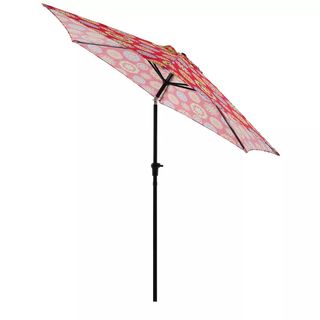 A printed outdoor umbrella