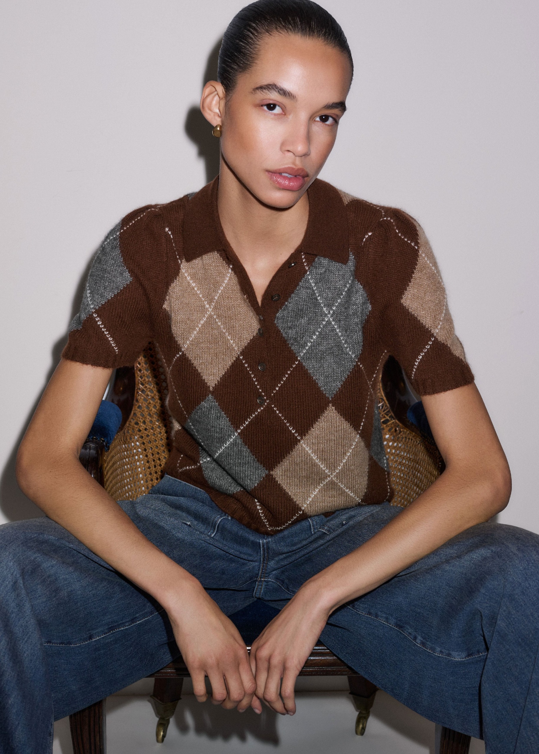 Argyle Knit Polo Tee