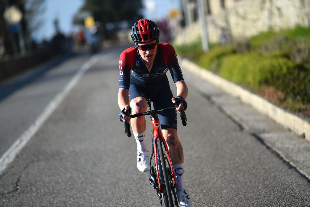SAN MARINO ITALY MARCH 24 Ben Tulett of United Kingdom and Team INEOS Grenadiers attacks in the final climb during the 36th Settimana Internazionale Coppi e Bartali 2022 Stage 3 a 1471km stage from San Marino to San Marino 648m CoppieBartali on March 24 2022 in San Marino Italy Photo by Dario BelingheriGetty Images