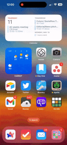 Multitasking on an iPhone using gestures