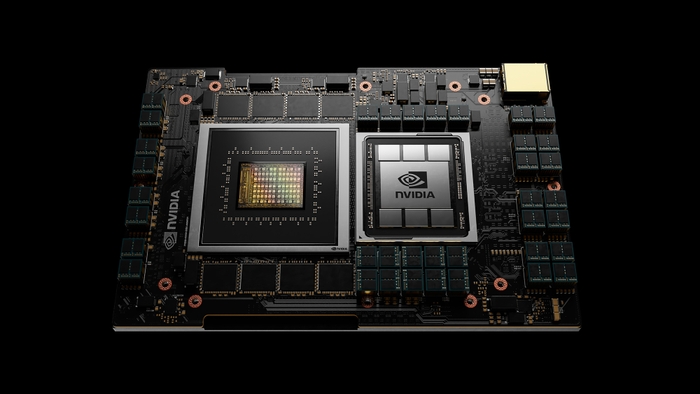 Nvidia Grace data center CPU on black background